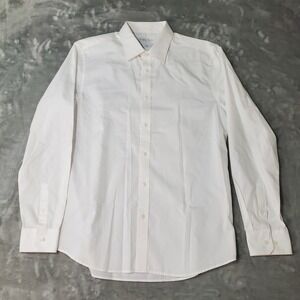 Comodo Square White Slim Fit Button Up Dress Shirt Mens Size 105 Long Sleeve
